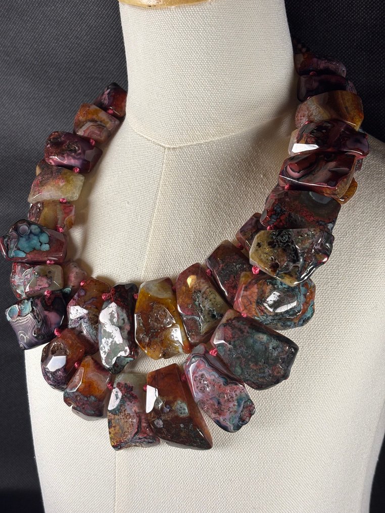 Fuchsia Agate Slice - Necklace #3.2