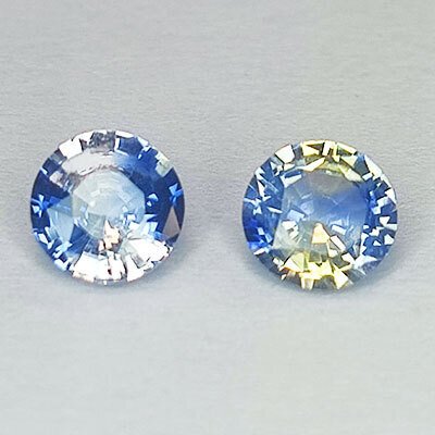 2 pcs  Albastru, Galben Safir  - 1.15 ct - ALGT (Laboratorul pentru testarea pietrelor prețioase din Anvers) #2.1