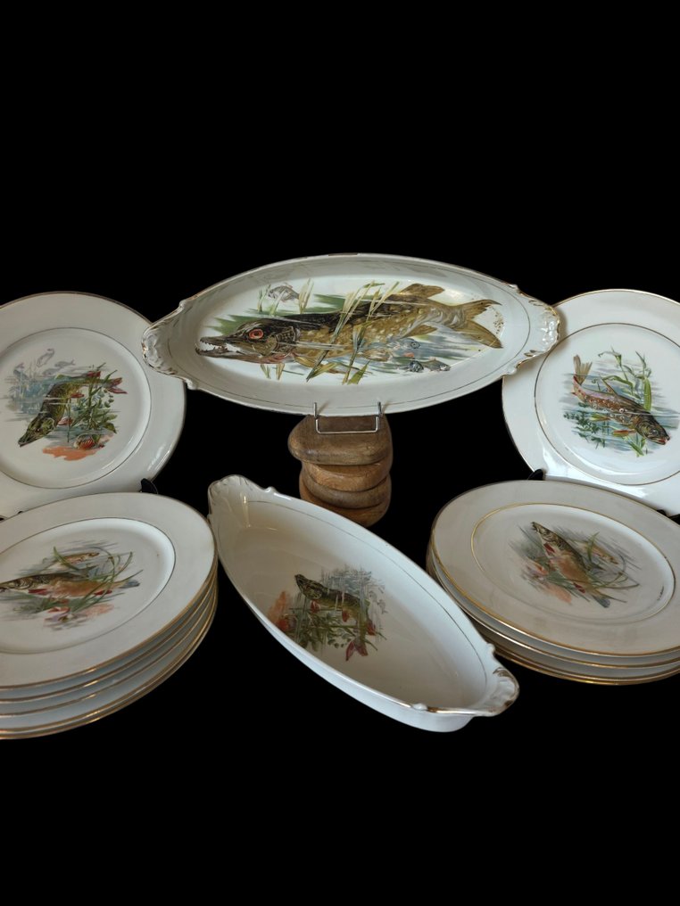 Aluminite Frugier (Limoges) - Σερβίτσιο τραπεζιού (12) - Πορσελάνη - Αντίκες Λιμόζ 12 τεμαχίων #1.0