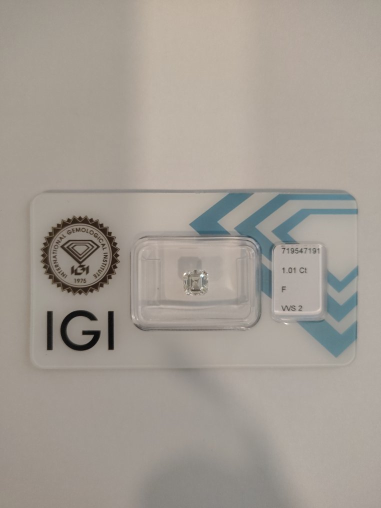 1 pcs Diamant (Naturlig) - 1.01 ct - Firkant - F - VVS2 - Det internasjonale gemologiske institutt (IGI) #1.0