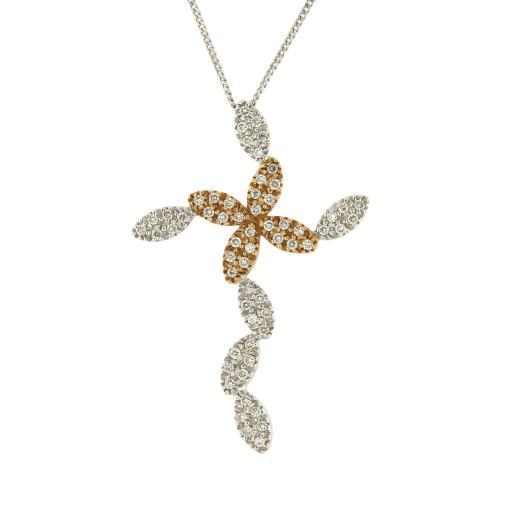 Κολιέ - 18 καράτια Λευκός χρυσός, Κίτρινο χρυσό - 0.32ct. tw. - Διαμάντι #1.0