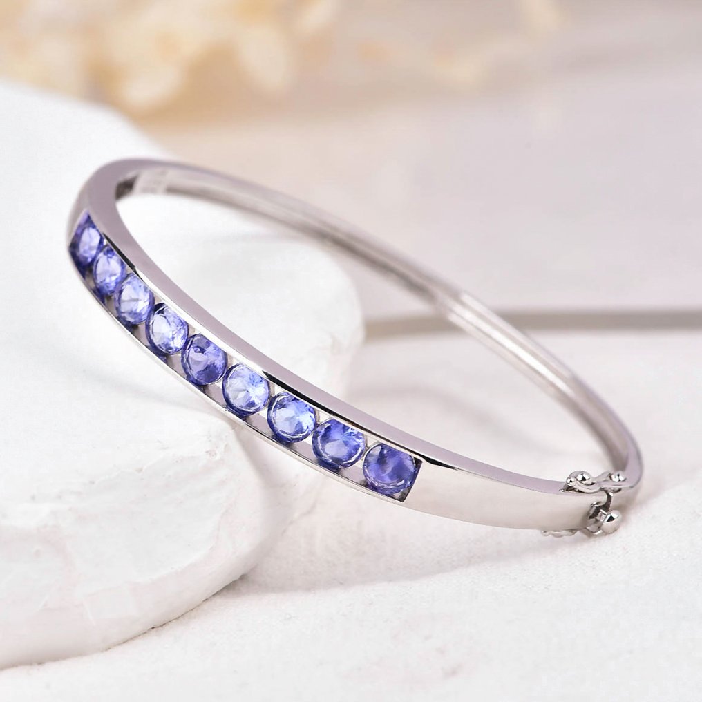 Sem preço de reserva - Bracelete Prata - Tanzanite - Certificada #3.2