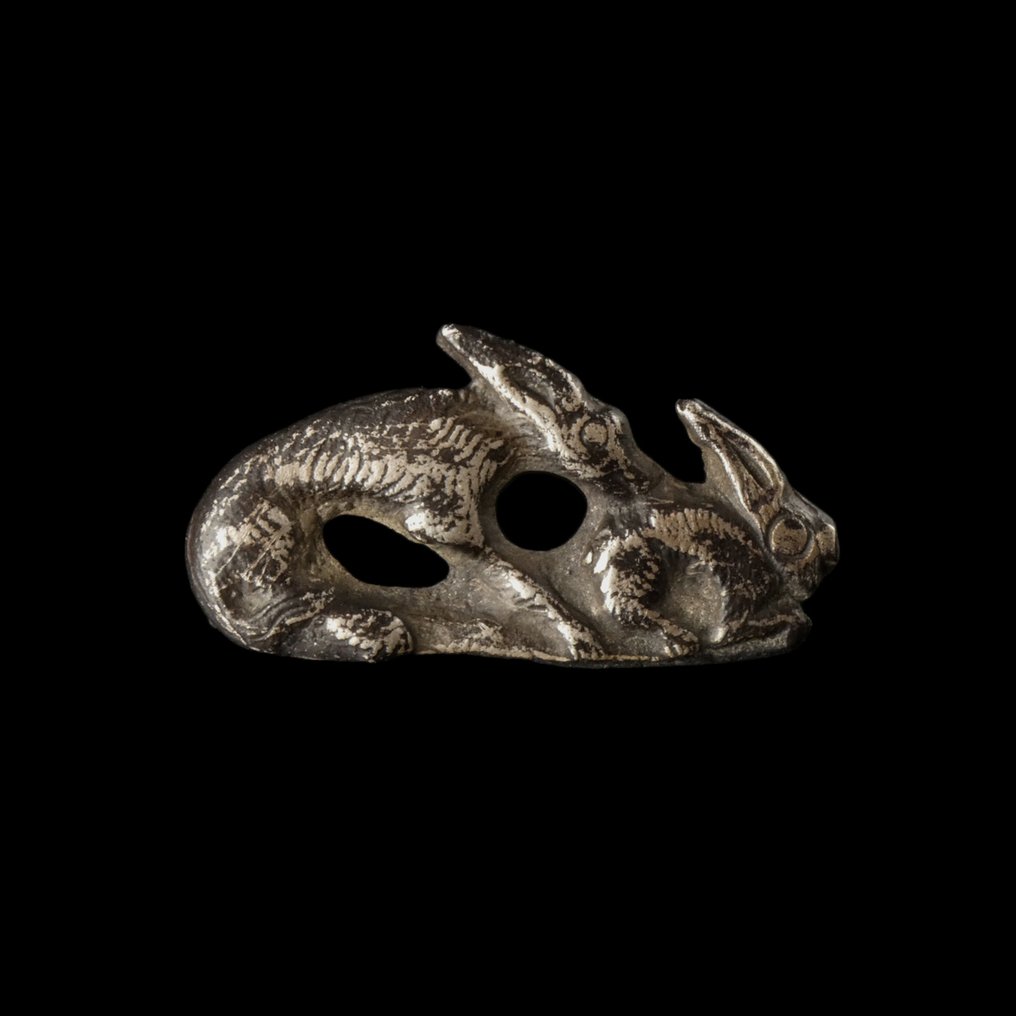 Αρχαία Ρωμαϊκή Ασημί Σκύλος και Κουνέλι - ζωομορφος καρφίτσα / περόνη #1.0