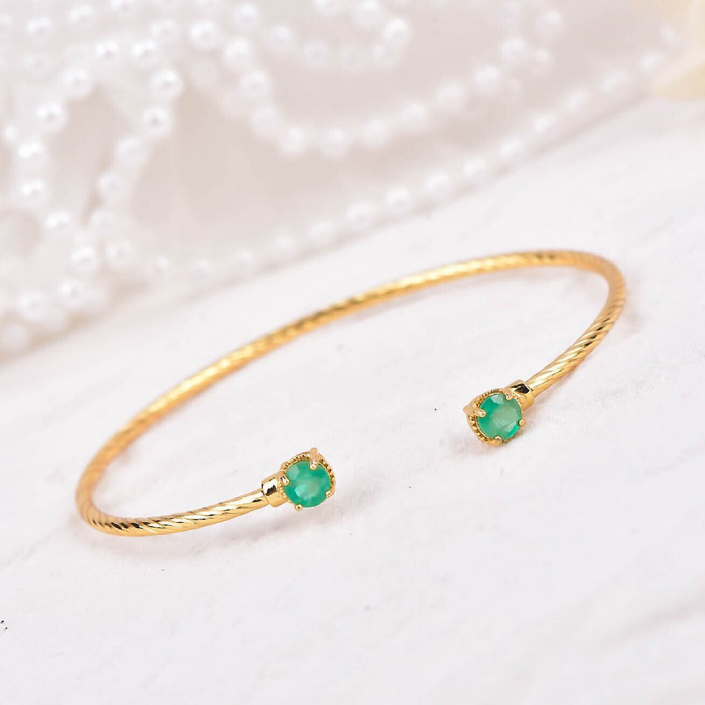 χωρίς τιμή ασφαλείας - Βραχιόλι Ασημί - Σμαράγδι - Πιστοποιημένο #1.0