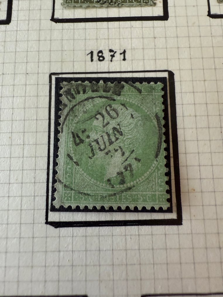 Γαλλία  - Yvert 19/24 + 35 «Μελέτη για τα δαντελωτά Napoléon» (19x4, 22 ποικιλίες, ζεύγη και ταινίες, 35 σε #4.3