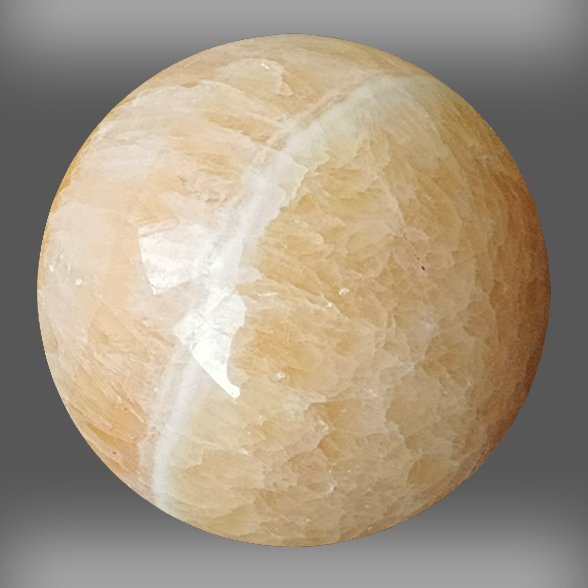 Poleret sfære Gul calcit. - Højde: 100 mm - Bredde: 100 mm- 1378 g #3.2