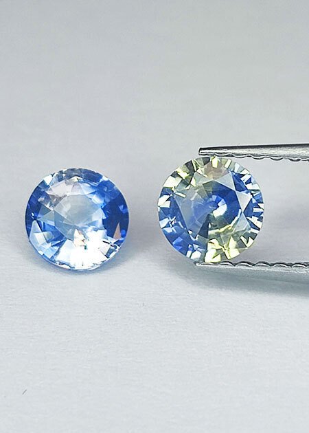 2 pcs  Albastru, Galben Safir  - 1.15 ct - ALGT (Laboratorul pentru testarea pietrelor prețioase din Anvers) #1.0