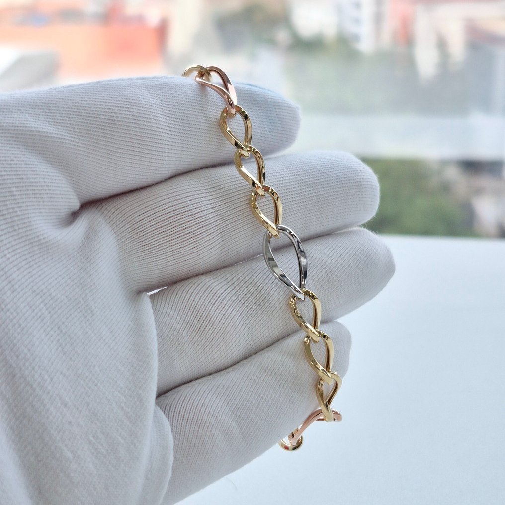 Bracelet - 14 carats Or jaune - Bracelet creux en trois couleurs #2.1