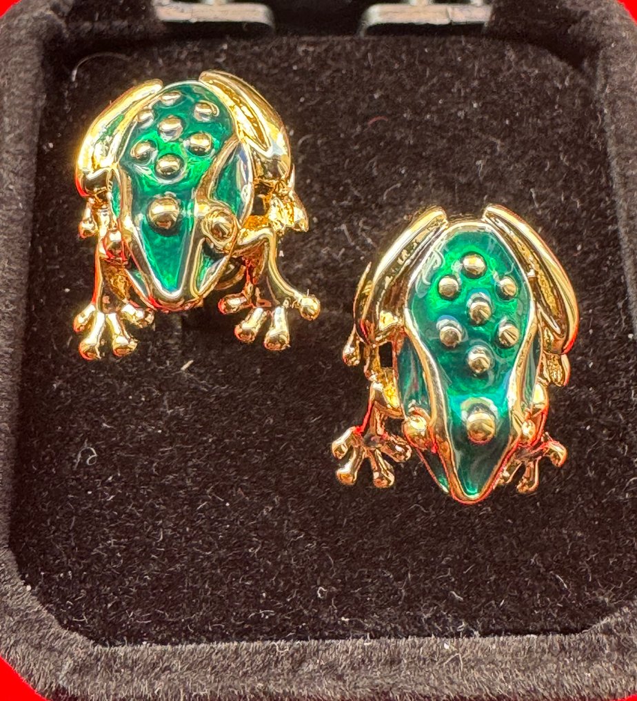 Elegant Green Malachite enamel Frog Cufflinks - Cufflinks #1.0