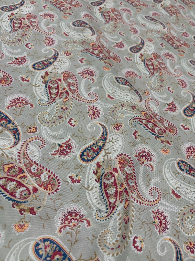 布料採用巴拿馬剪裁而成,100% OEKO-TEX 棉,佩斯利羊絨圖案 - 室內裝潢織物 - 300 cm - 280 cm - Cotone Oeko-Tex #1.0