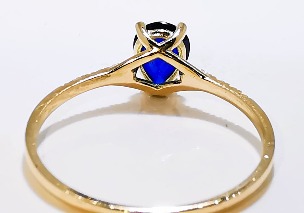 沒有保留價 - 戒指 - 14 克拉 黃金 - 0.55ct. tw. 藍寶石 - 鉆石 #4.3