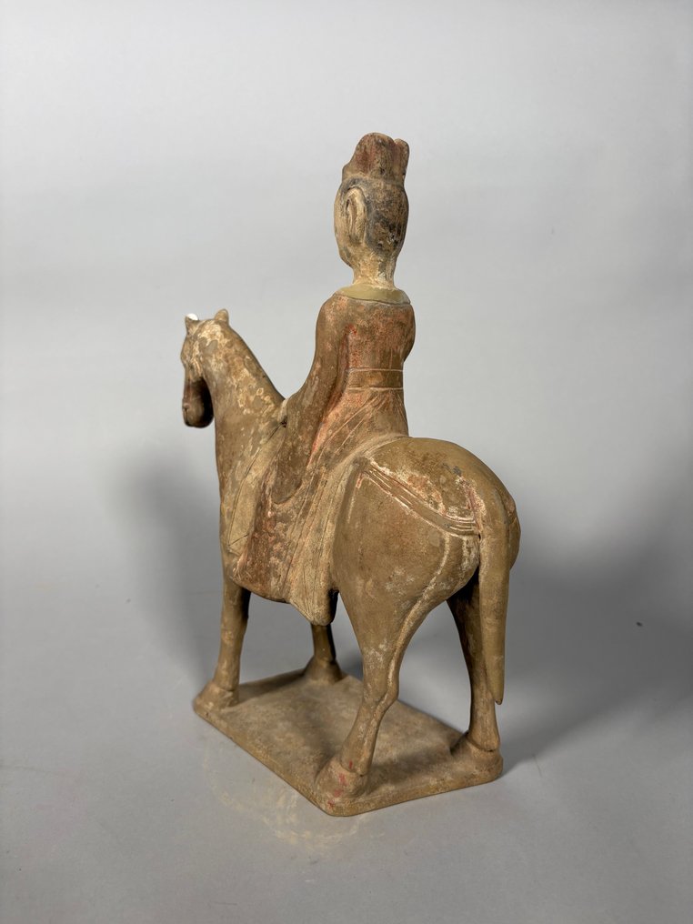 Chinois ancien, empire unifié des Tang Terre cuite cavalier Mingqi - 32 cm #4.3