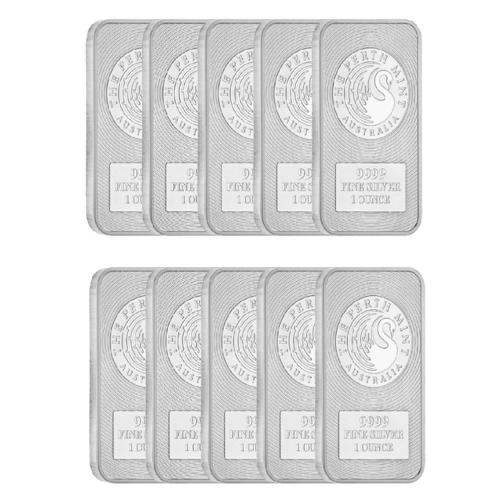10 once troy - Argento .999 - 10 x 1 oz Australian Kangaroo 999 Fine Silver Bar #1.0