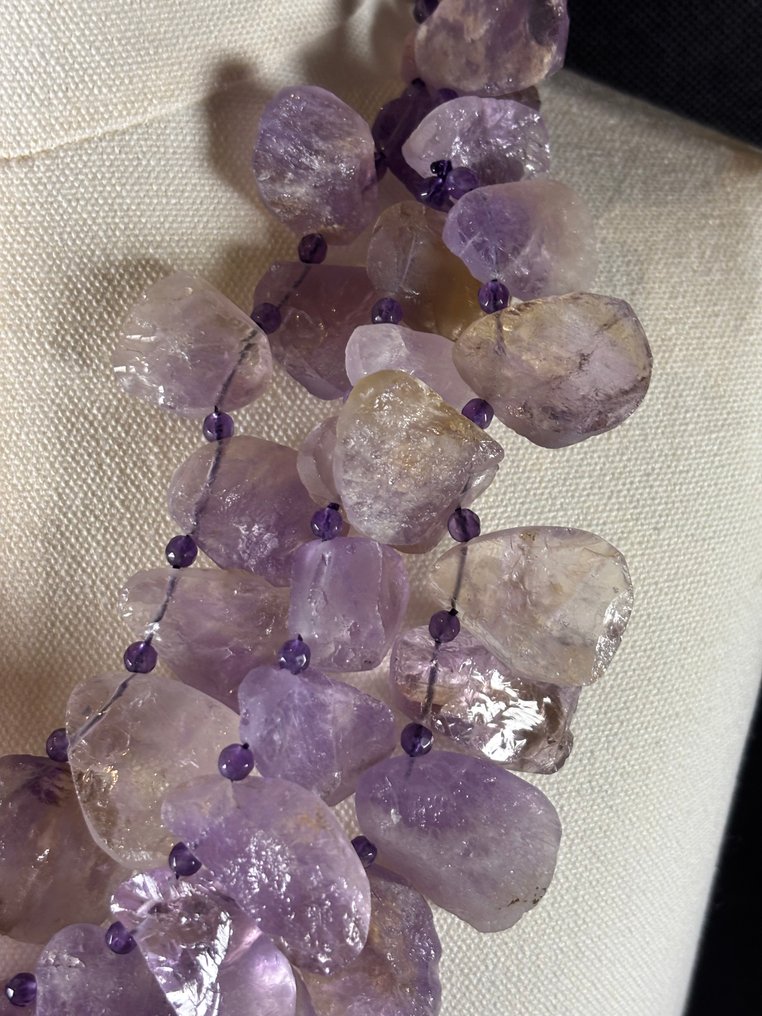 紫水晶/未加工 AAA级紫黄晶 - 2件套珠宝 #1.0