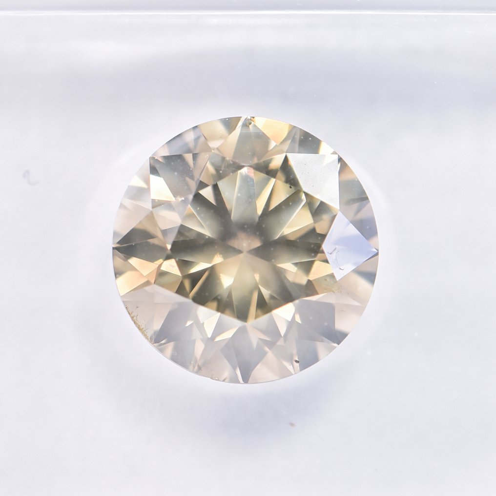 没有保留价 - 1 pcs 钻石 (天然色彩的) - 2.00 ct - 圆形 - Fancy 稍帶綠色的, 稍帶灰色的 黄色 - SI2 微内含二级 - 国际宝石研究院(IGI) - VG VG #4.3