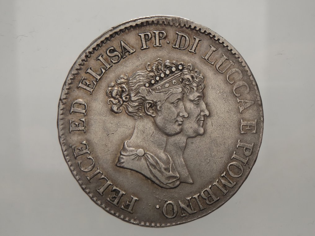 意大利,Principality of Lucca and Piombino Elisa Bonaparte & Felice Baciocchi. 5 Franchi 1805 I tipo #1.0
