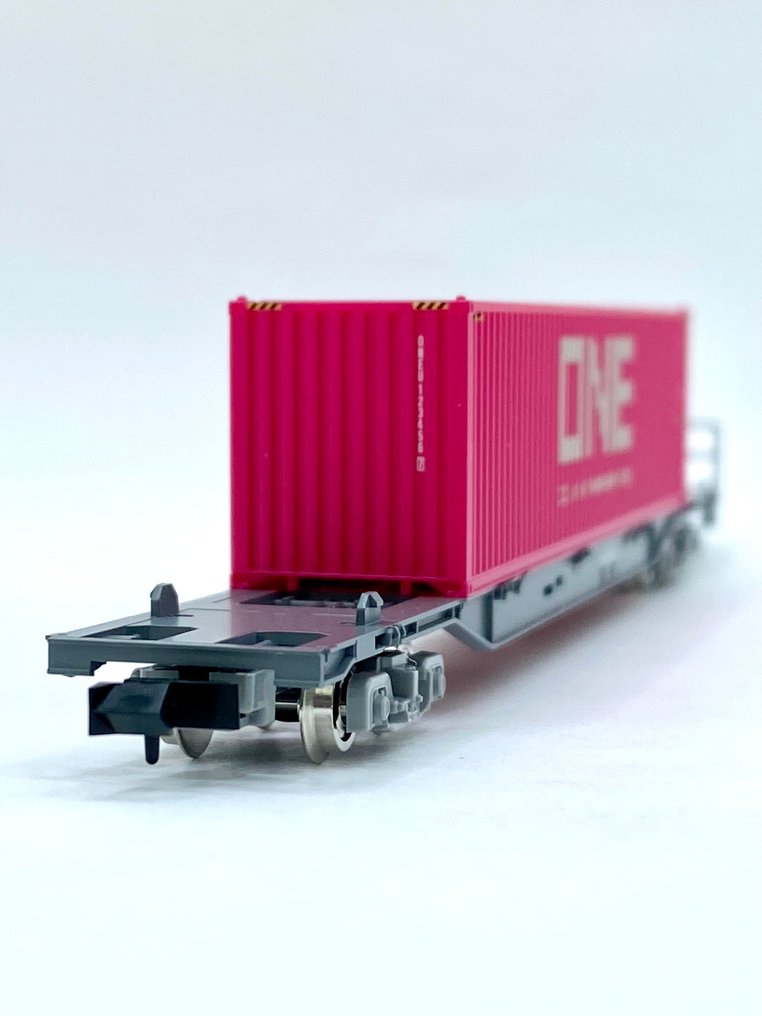TOMIX N - 8751 - Modellbahn (1) - Frachtwagen Koki 106 (früher Typ, neue Lackierung) mit einem Container – ganz neu. - JR #1.0