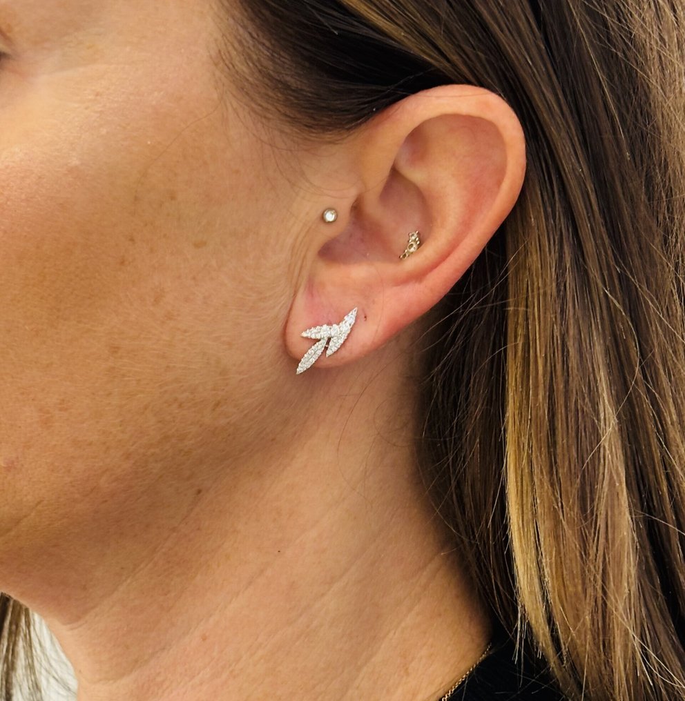 Zonder minimumprijs - Oorbellen - 18 karaat Witgoud - 0.40ct. tw. - Diamant #1.0