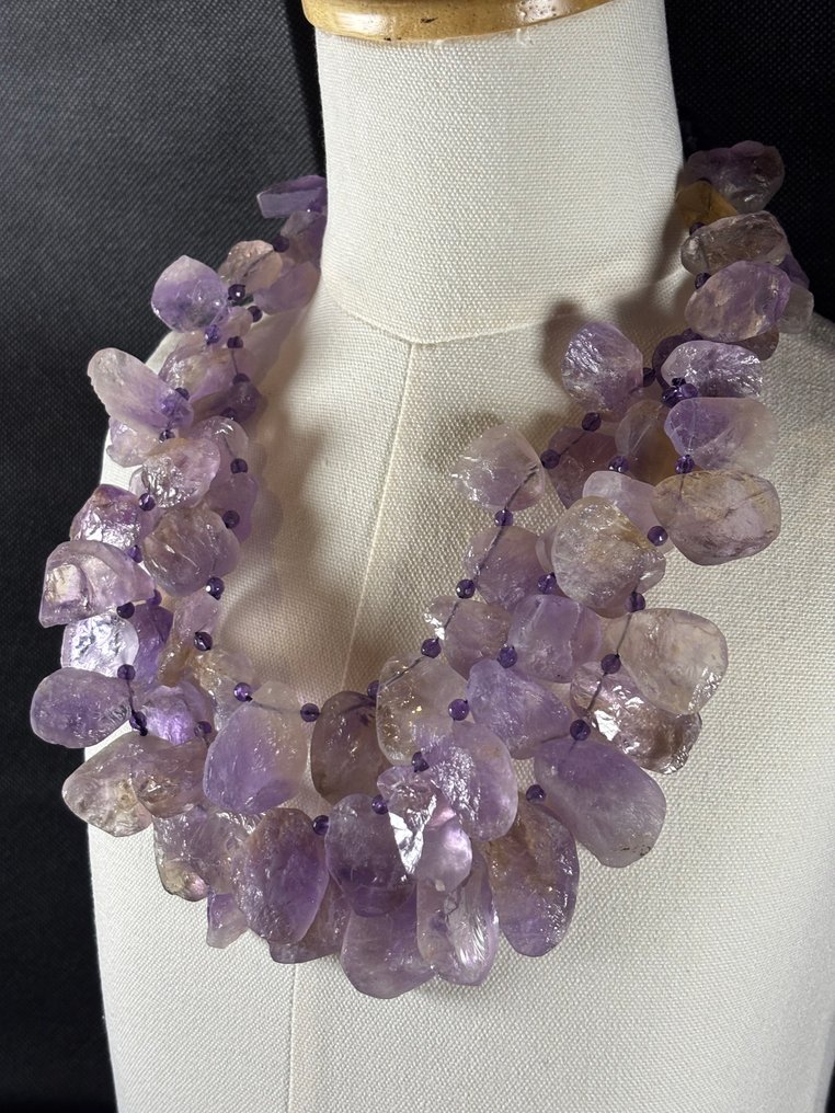 紫水晶/未加工 AAA级紫黄晶 - 2件套珠宝 #4.3