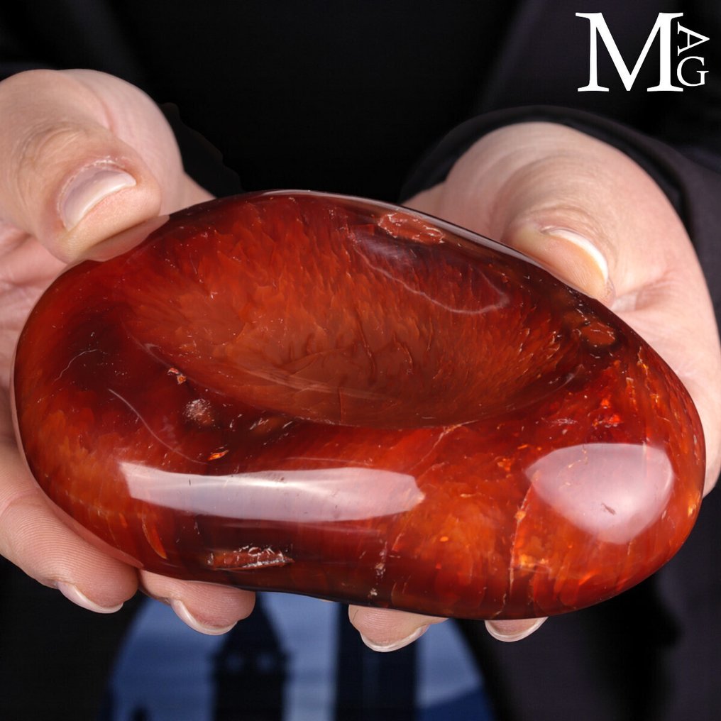 Halloween Trick or Treat!!! Hand-Carved Natural Carnelian Bowl – Versatile Elegance for Home Décor - Height: 120 mm - Width: 80 mm- 545 g #1.0