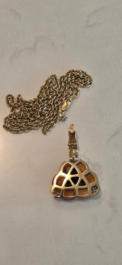 Collier avec pendentif - 18 carats Or jaune - 25.80ct. tw. Citrine - Diamant - Diamant Tourmalin Citrin #4.3