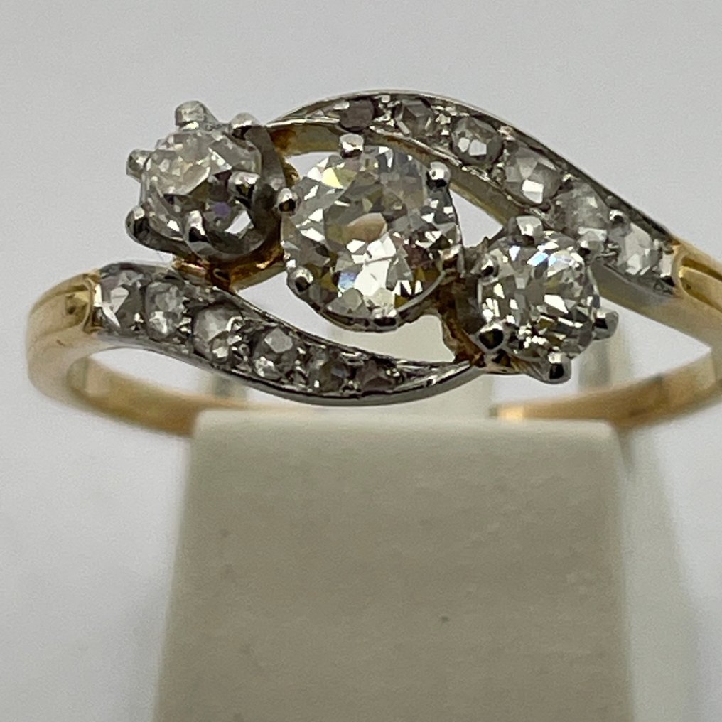 Δαχτυλίδι - 18 καράτια Κίτρινο χρυσό, Πλατίνα - 0.60ct. tw. Διαμάντι (Φυσικό) - Διαμάντι - Σύνολο διαμαντιών 0,60 καράτια. #1.0