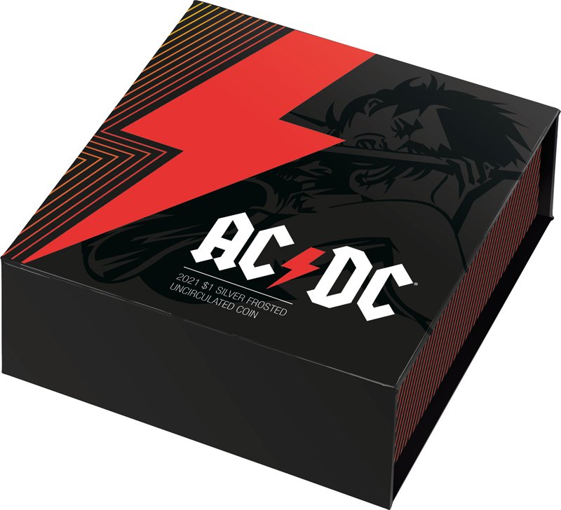 澳大利亚. 1 Dollar AC/DC Australien 1 oz Silber Frosted Uncirculated 2021 #3.2