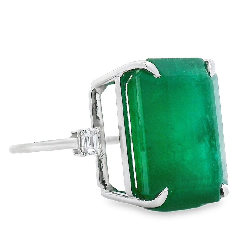 戒指 白金 -  16.00ct. tw. 祖母绿 - 钻石 #3.2