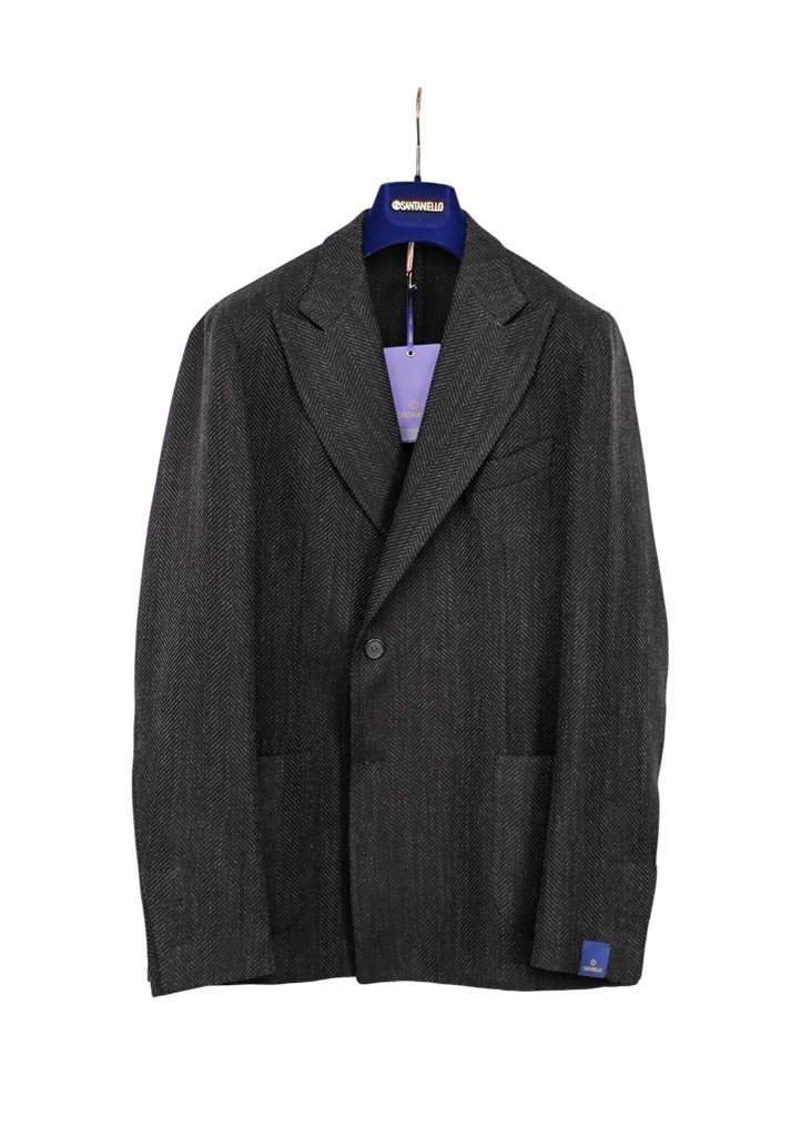 RRP 750€ SANTANIELLO Suit Gray Wool Cotton Hand Made in Italy - 52 IT - Marynarka - Nowe z metkami #1.0