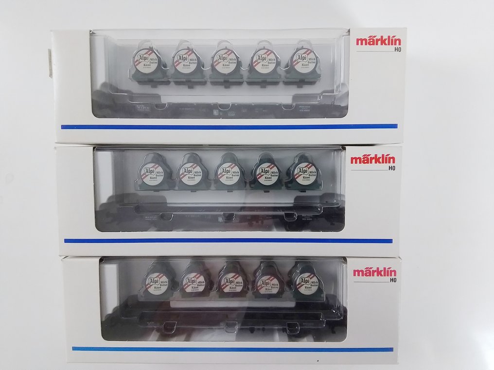 Märklin H0轨 - 47671 - 模型火车 (3) - 3 个 Containerdraagwagen - DB #2.1