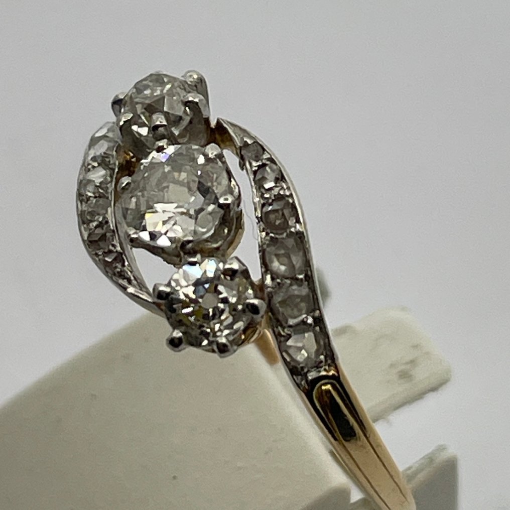 Δαχτυλίδι - 18 καράτια Κίτρινο χρυσό, Πλατίνα - 0.60ct. tw. Διαμάντι (Φυσικό) - Διαμάντι - Σύνολο διαμαντιών 0,60 καράτια. #3.2