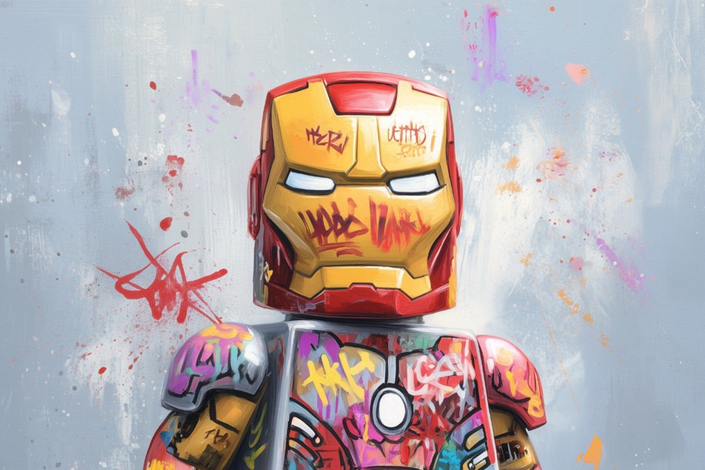 Canvas Fit - Alberto Ricardo - Iron Man convertido en figura LEGO de graffiti #2.1