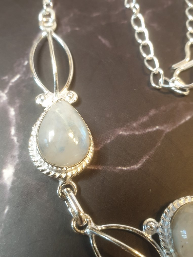 Argento, Rainbow Moonstone - Parure di gioielli da 2 pezzi #3.2