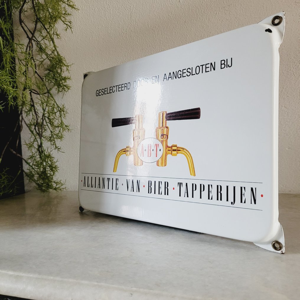 Emaille Bord, Tap Vergunning, 1940 - Διαφημιστική πινακίδα - Σμάλτο #1.0