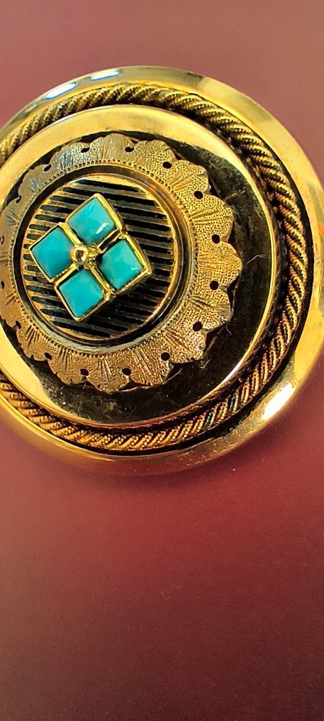 胸针 - 9 kt. 黄金 - 绿松石 #1.0