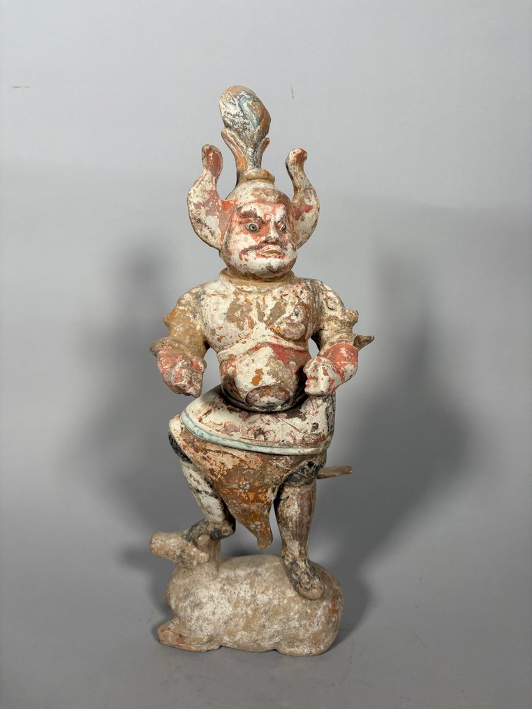 Chinois ancien, empire unifié des Tang Terre cuite Mingqi figure Lokapala -Tomb guardian- - 53 cm #1.0
