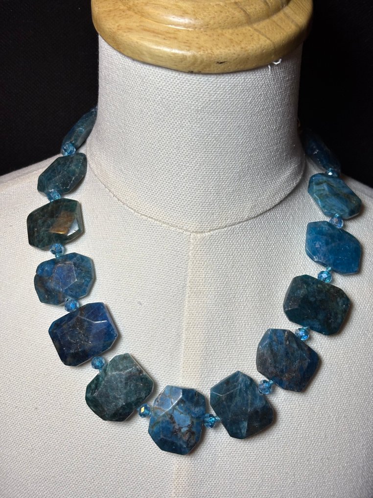 Χρυσό κούμπωμα/ Επίπεδο AAA Μπλε Απατίτης - Κολιέ #1.0