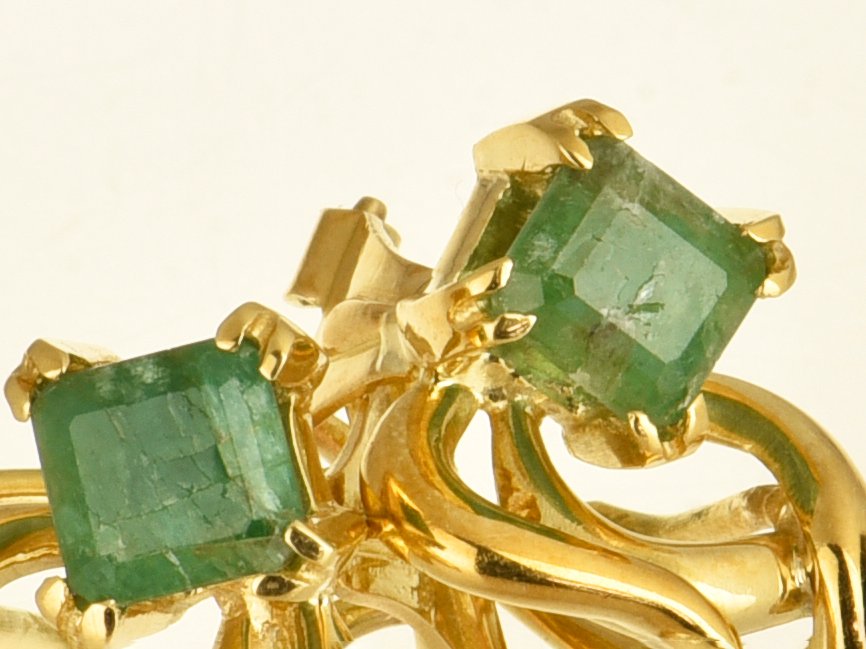Boucles d'oreilles - 18 carats Or jaune Émeraude #2.1