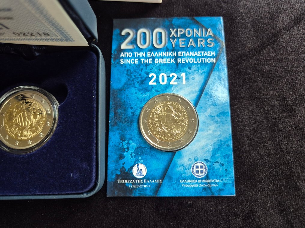 Griekenland. 2 Euro 2021 "Greek Revelution" (2 stuks) Proof + BU  (Zonder Minimumprijs) #3.2