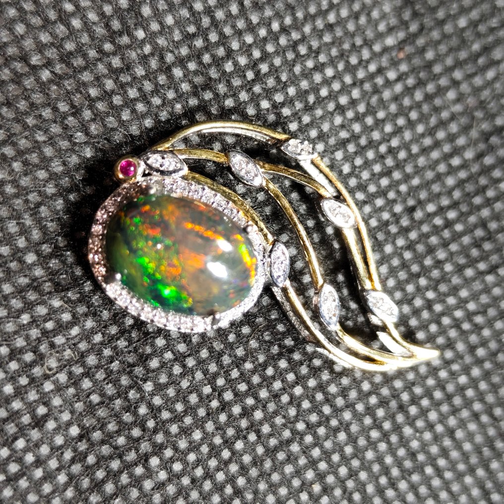 Opale welo 烟熏银质吊坠，银含量为S925 珠宝- 3.26 g #2.1