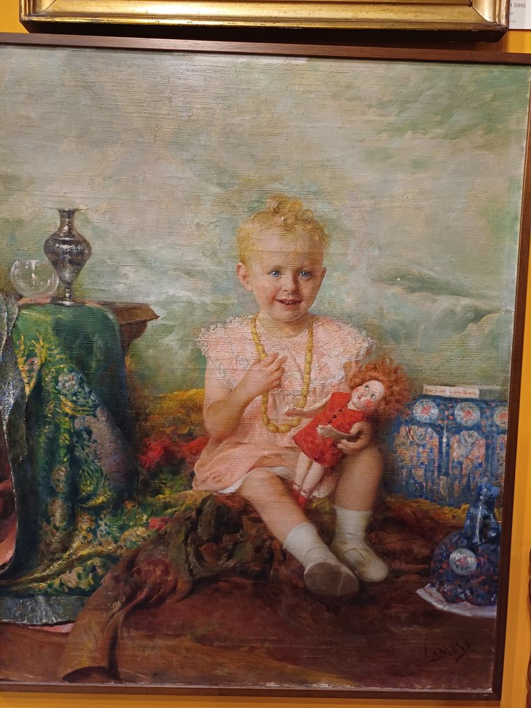 Temistocle Lamesi (1870-1957) - Ritratto di bambina con la bambola Lenci #4.3
