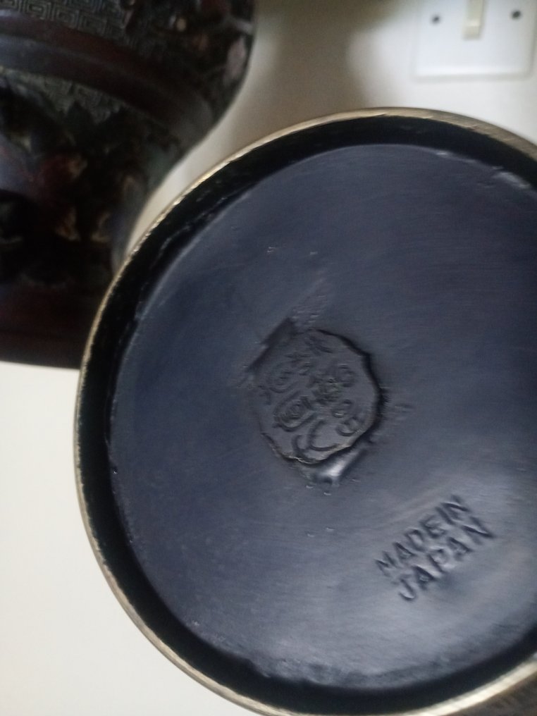 雙耳花瓶 - 一对香薰炉 - 青铜 - 花卉多彩装饰 - 日本 - 明治時期（1868-1912） #1.0