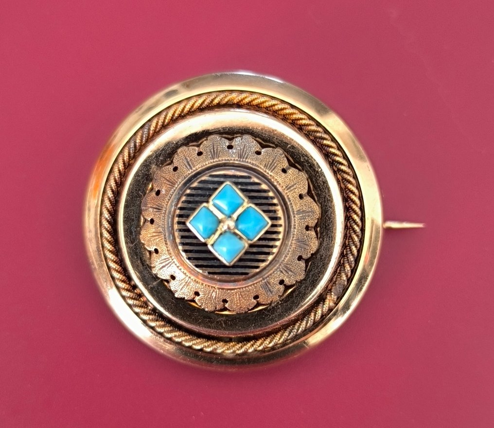 胸针 - 9 kt. 黄金 - 绿松石 #3.2