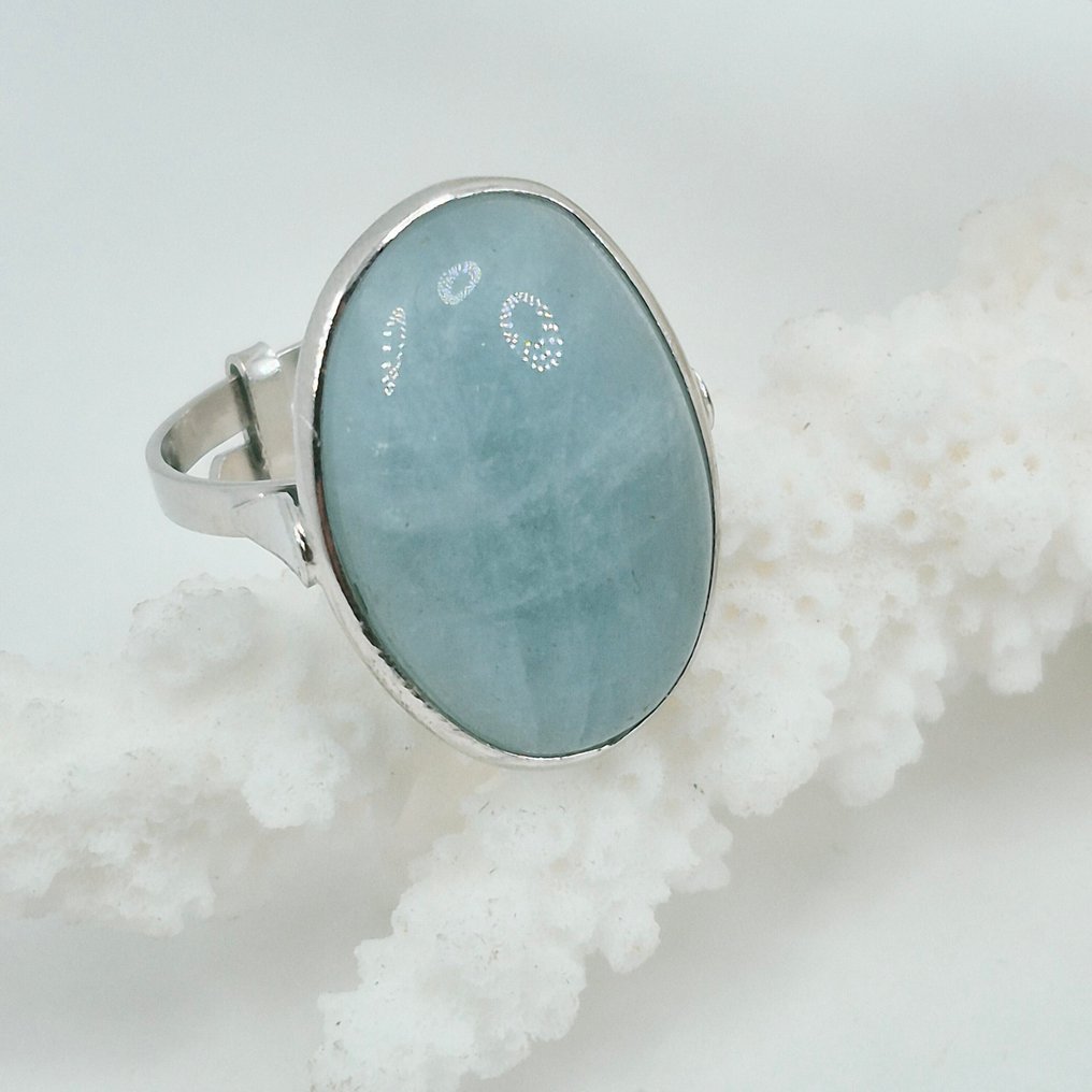 Sølv - Ring - ACQUAMARINA NATURALE #1.0