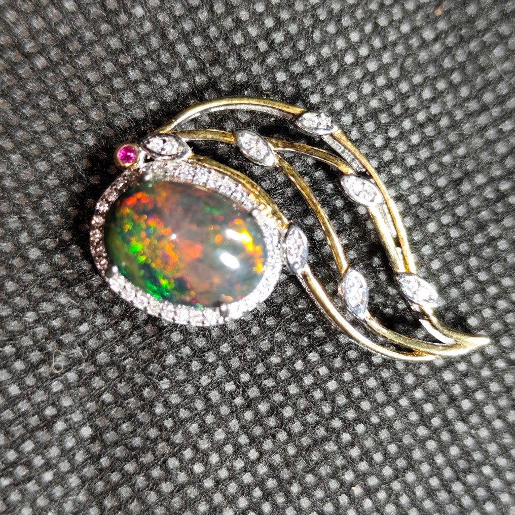 Opale welo 烟熏银质吊坠，银含量为S925 珠宝- 3.26 g #1.0