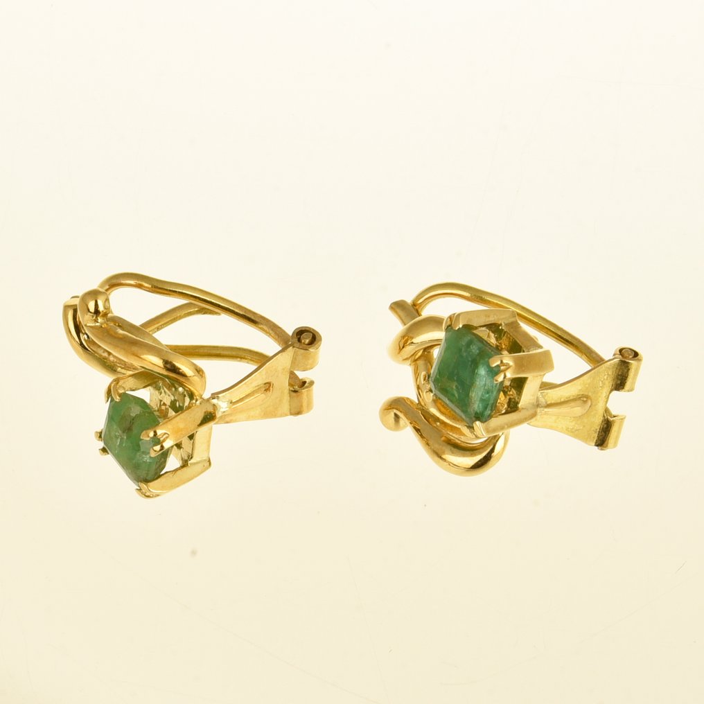 Boucles d'oreilles - 18 carats Or jaune Émeraude #3.2