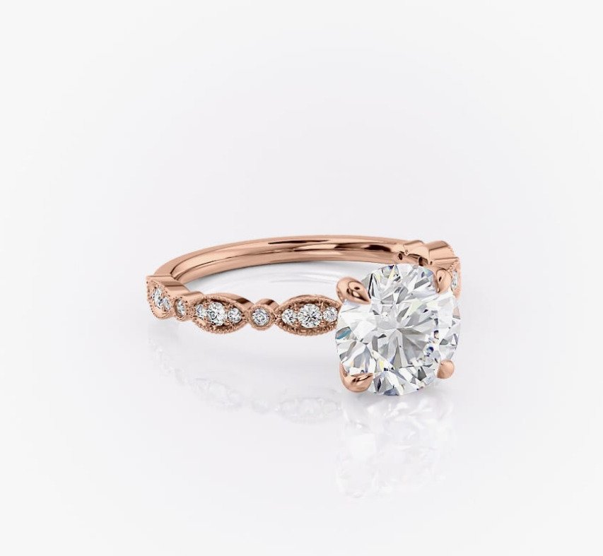 訂婚戒指 - 14 克拉 玫瑰金 - 1.20ct. tw. 鉆石 (天然) - 鉆石 - H/VVS2 #3.2