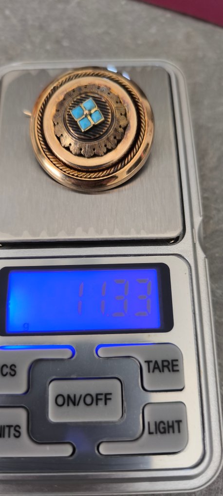 胸针 - 9 kt. 黄金 - 绿松石 #4.3