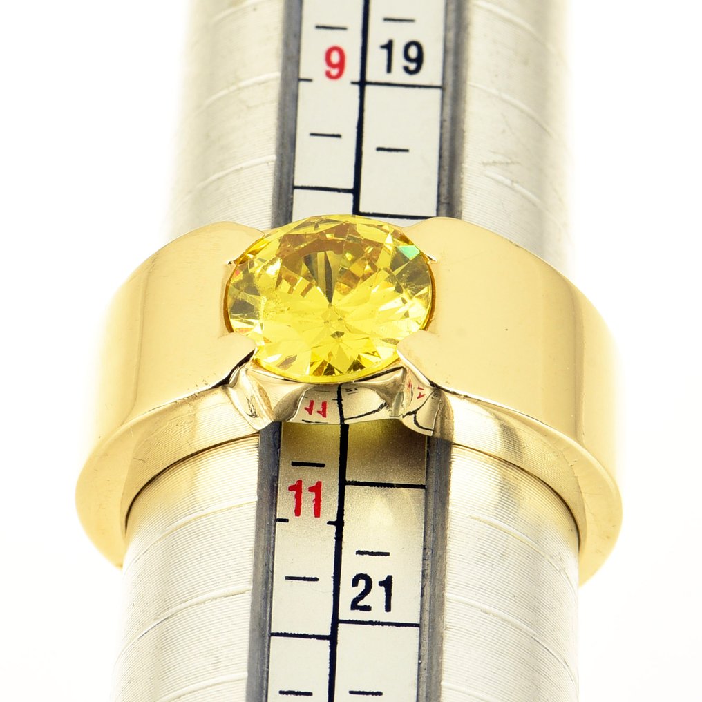 Δαχτυλίδι - 18 καράτια Κίτρινο χρυσό Συνθετικός πολύτιμος λίθος #4.3