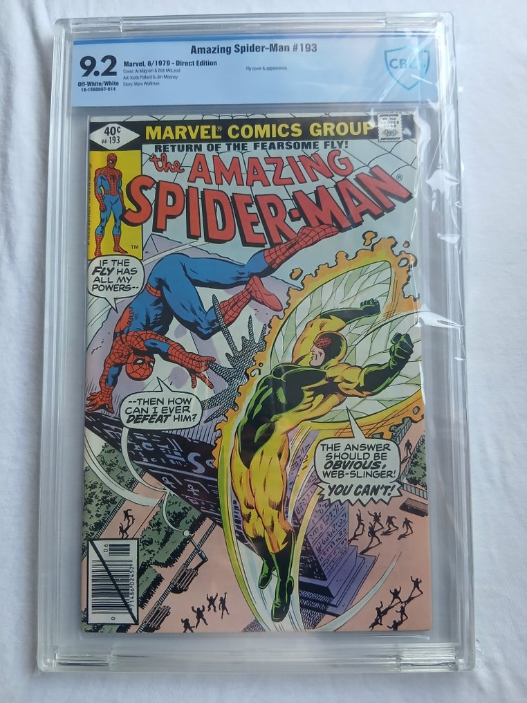 The Amazing Spider-Man #193 - The Wings of the Fearsome Fly! - Fly cover & appearance - 1 Graded comic - Első kiadás - 1979 - CBCS 9,2 #1.0